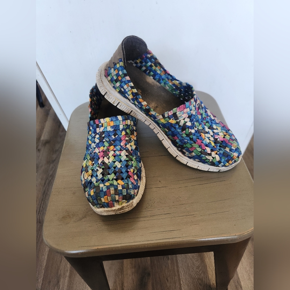 Multi Color Knit Woven Slip On Sneakers
